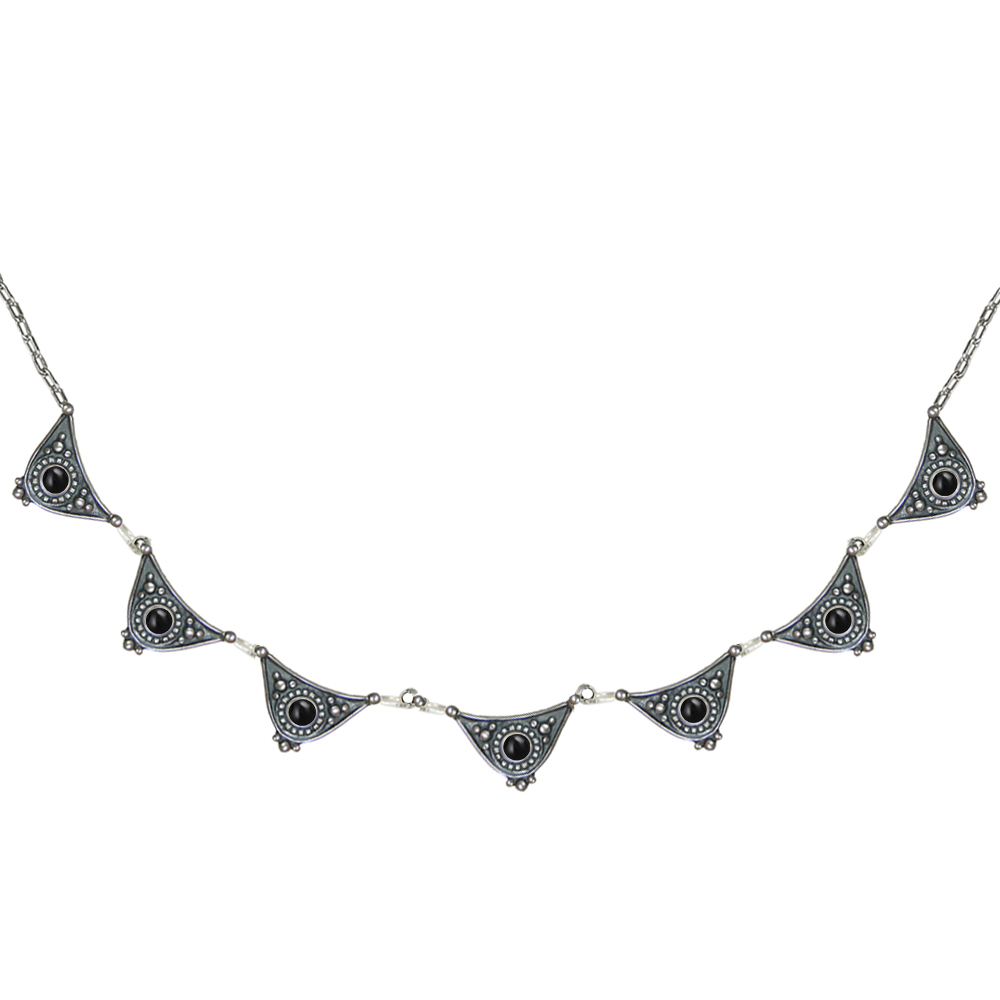 Sterling Silver Gemstone Necklace With Black Onyx